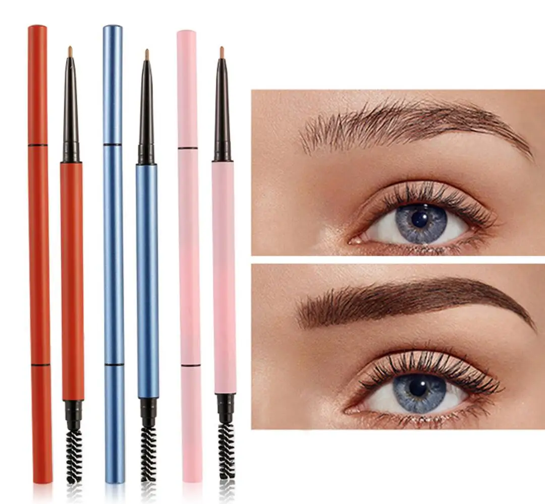 

100pcs Wholesale Slim Eyebrow Pencil Private Label Cosmetics Eye Brow Enhancers With Brush Makeup Retractable Pen Custom Logo