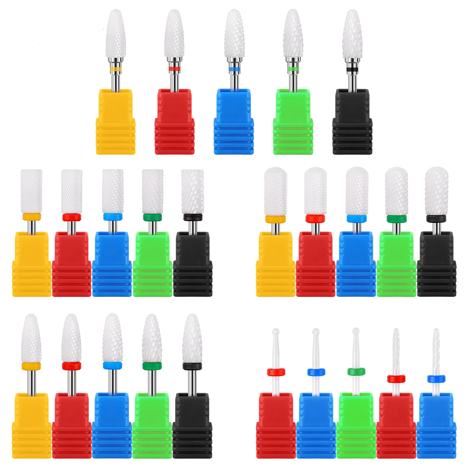 20pcs Dental Ceramic Grinding Head Nail Drill Bit Electric Remover Drill Dentistry Jewelry Nail Polishing Materials