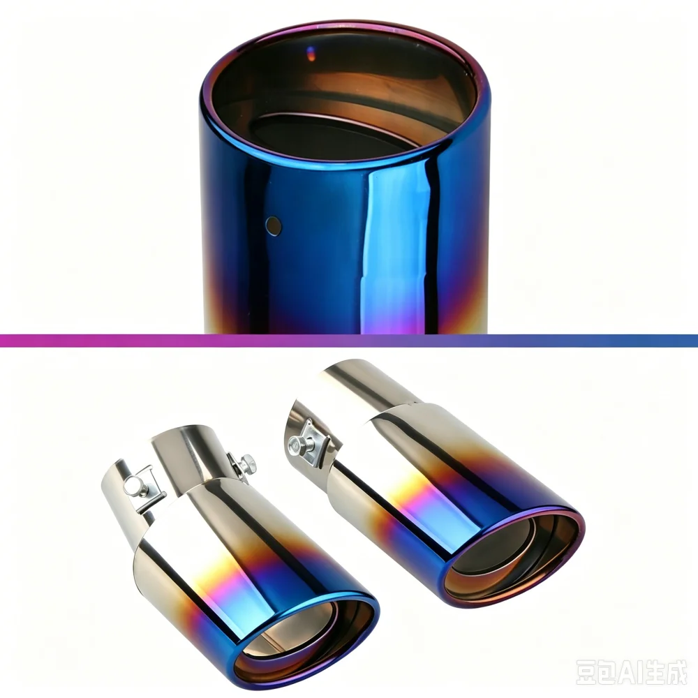 1 Stück 2,5" Einlass Auto Auspuff Endrohr Universal Edelstahl Chrom Verkleidung Heck Auspuffblende Modifikationsteile – Detail 6