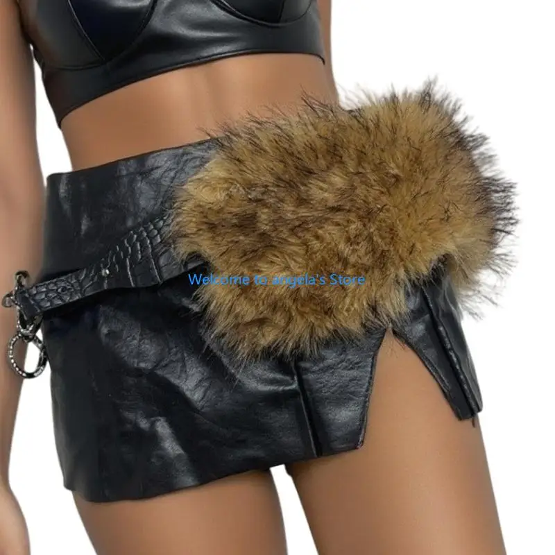 X4YC Kunstfelle PU Taillenmieder Gürtel Elegantes Taillenzubehör für formelle Anlässe und Freizeitkleidung Damen Party Club