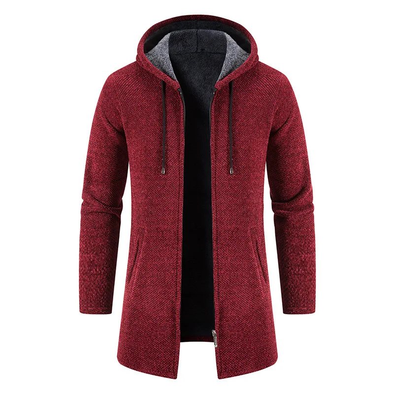 Men's Models Autumn Winter Sweater Cardigan Hooded Jacket Medium-length Large Simple Loose Leisure Comfortable Brand Fashion New