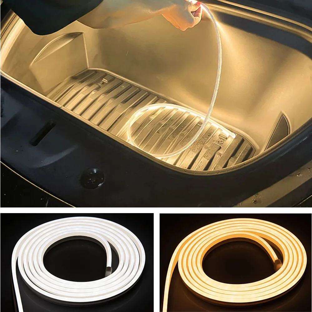 

Car Front Trunk Frunk LED Modified Surround Light Strip For Tesla Model 3 Y 2021-2023 Waterproof Flexible Silicone LED Strip