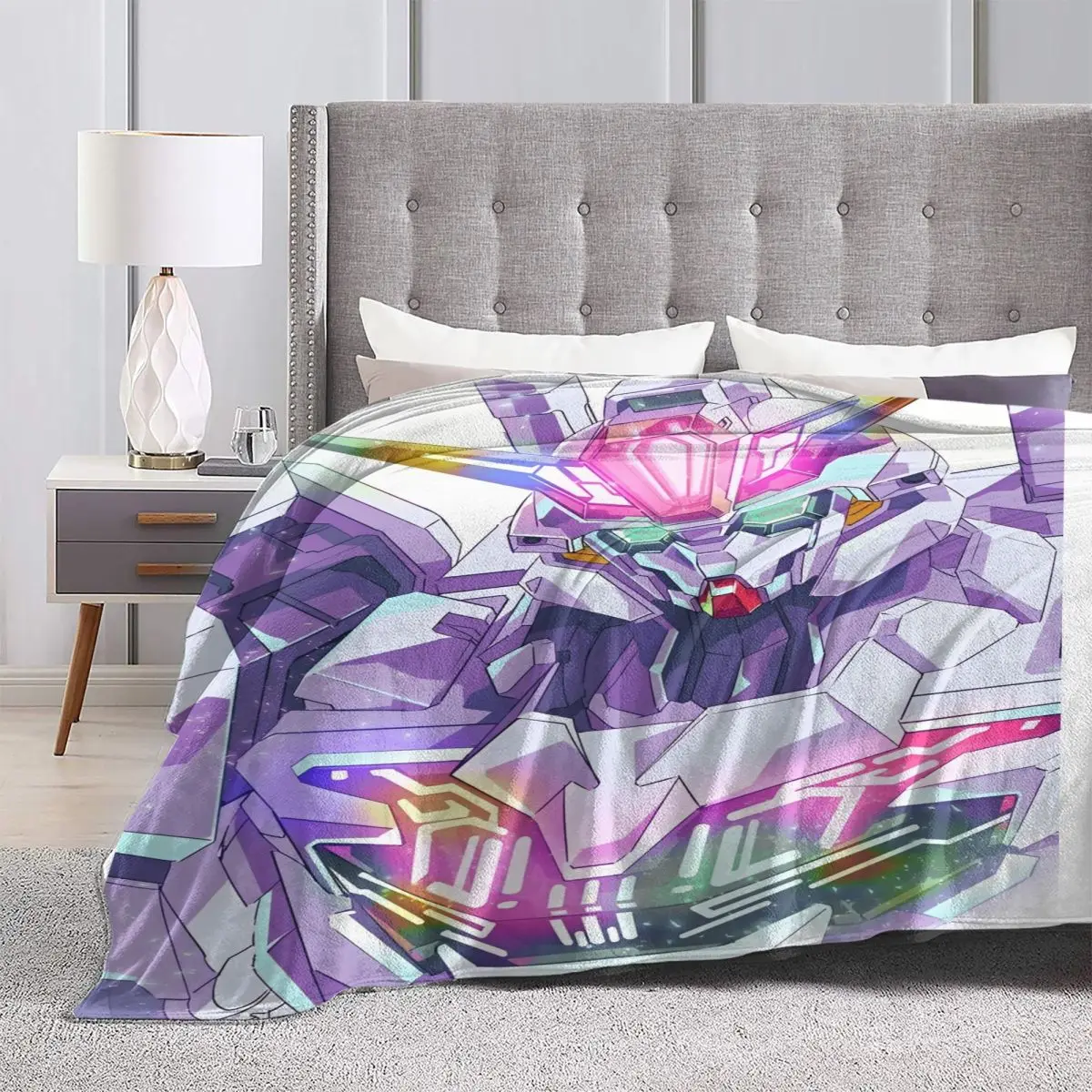 Gundam Flannel Blanket Super Soft Bedding Throws for Couch Chair Travel Office Comfortable Bedspread Sofa Bed Cover