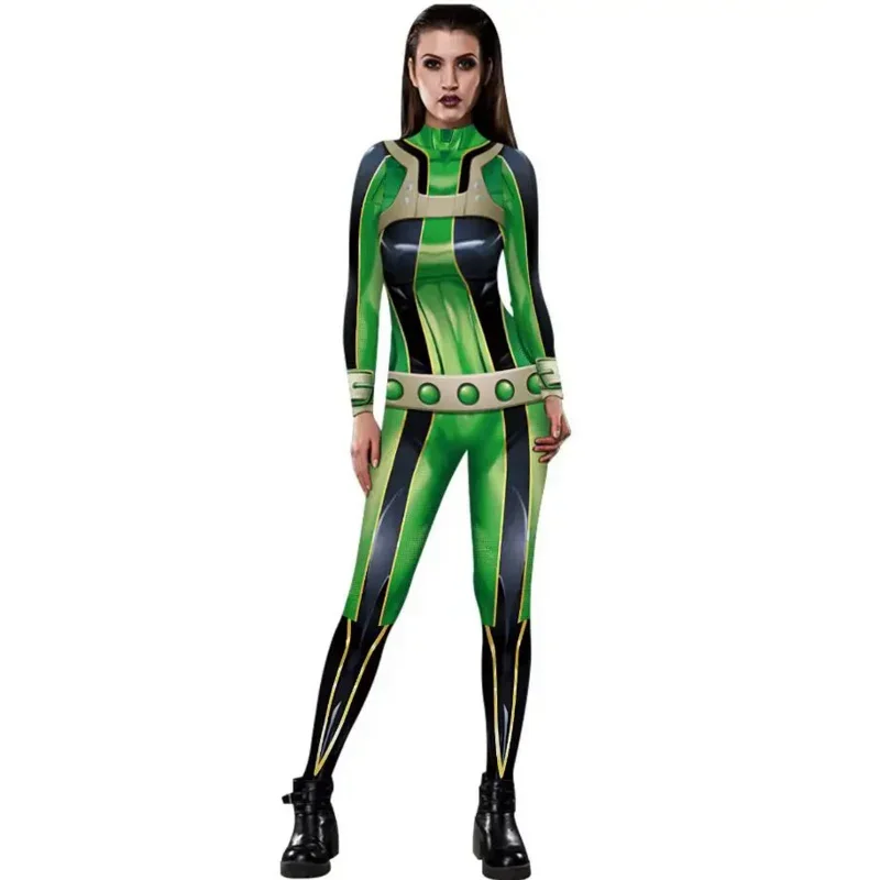 Vrouwen Anime 3d Vrouwen Mijn Held Academia Boku Geen Held Academia Asui Tsuyu Cosplay Kostuum Zentai Bodysuit Jumpsuits