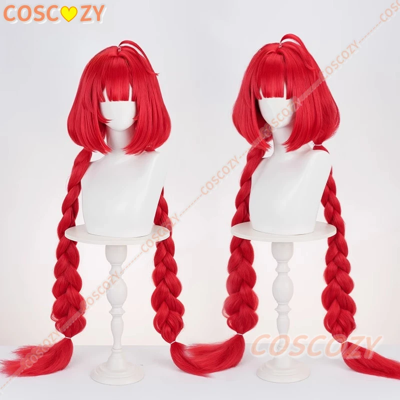 Game Zenless Zone Zero Ukinami Yuzuha Cosplay Pruik Rode Dubbele Vlecht Lang Haar Halloween Party Vrouwen Meisjes Carnaval Pruiken