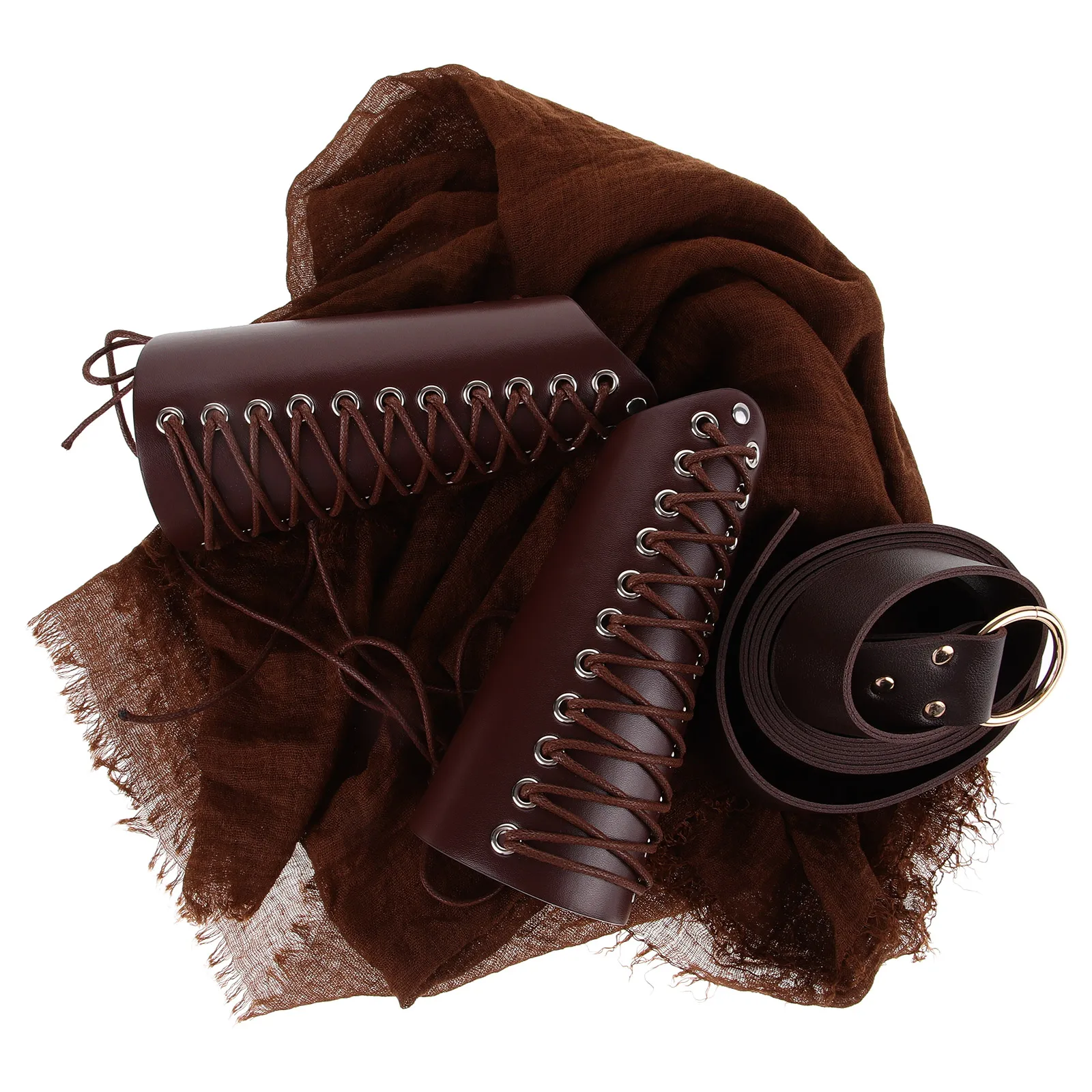 

Belt Buckle Knight Cosplay Accessories Cape Costume Arm Bracers Light Brown Man