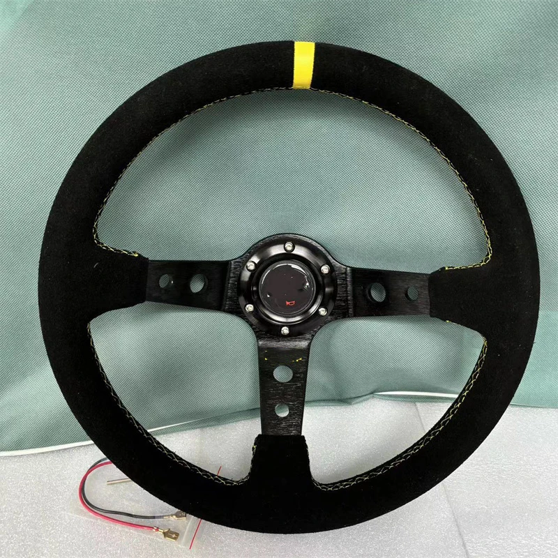 Car Accessories Modification Steering Wheel 14 Inch Frosted Personalized Competitive Racing Steering Wheel 350mm Suede Universal