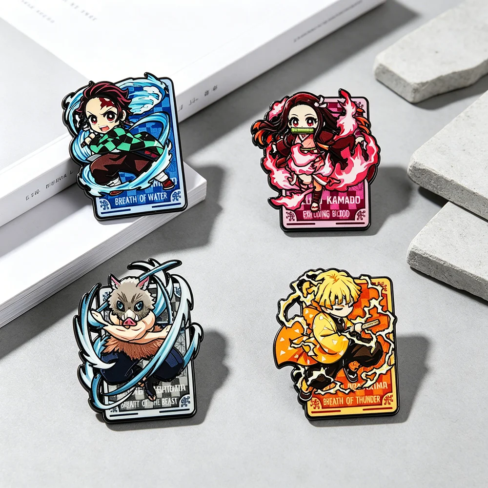 4-teiliges Set Niedliche Anime-Charakter Emaille-Anstecknadeln Metall-Broschen Cosplay-Accessoires für Rucksack Sammlerstück Geschenk