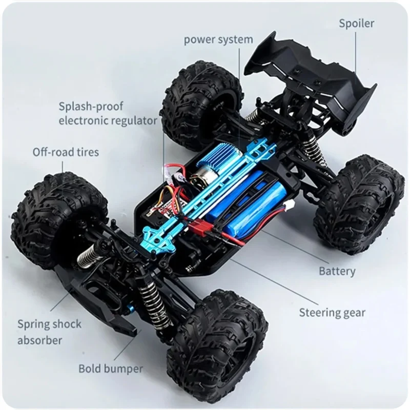 16103 1:16 4WD RC Car Off Road Professional 2.4G High Speed Racing 50 Km/H auto telecomandate con LED Jeep Truck Toys For Kids