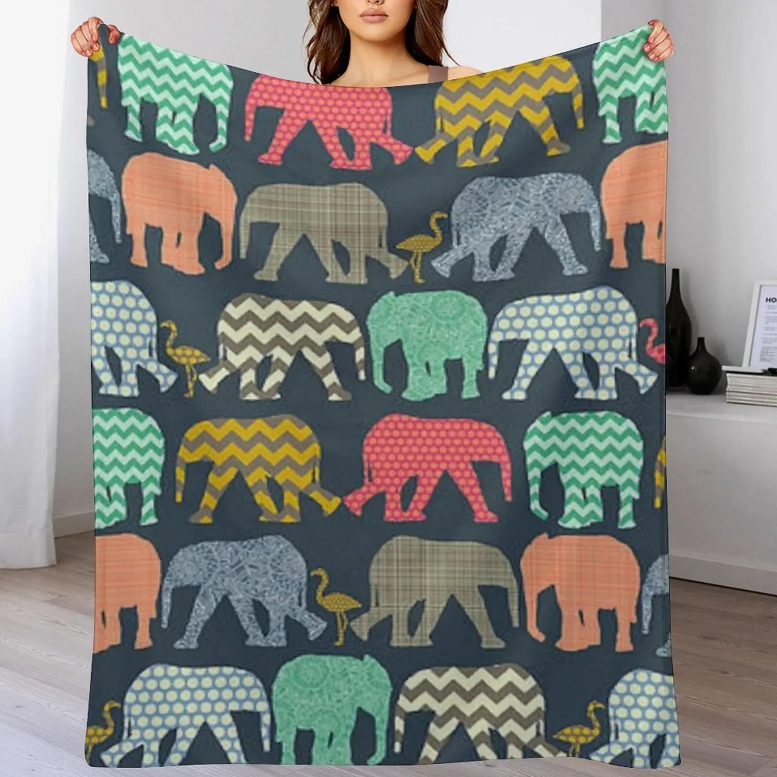 Elephant Pattern DreamscapesbyTeresa Throw Blanket Air Conditioner Soft Blanket for Office Home