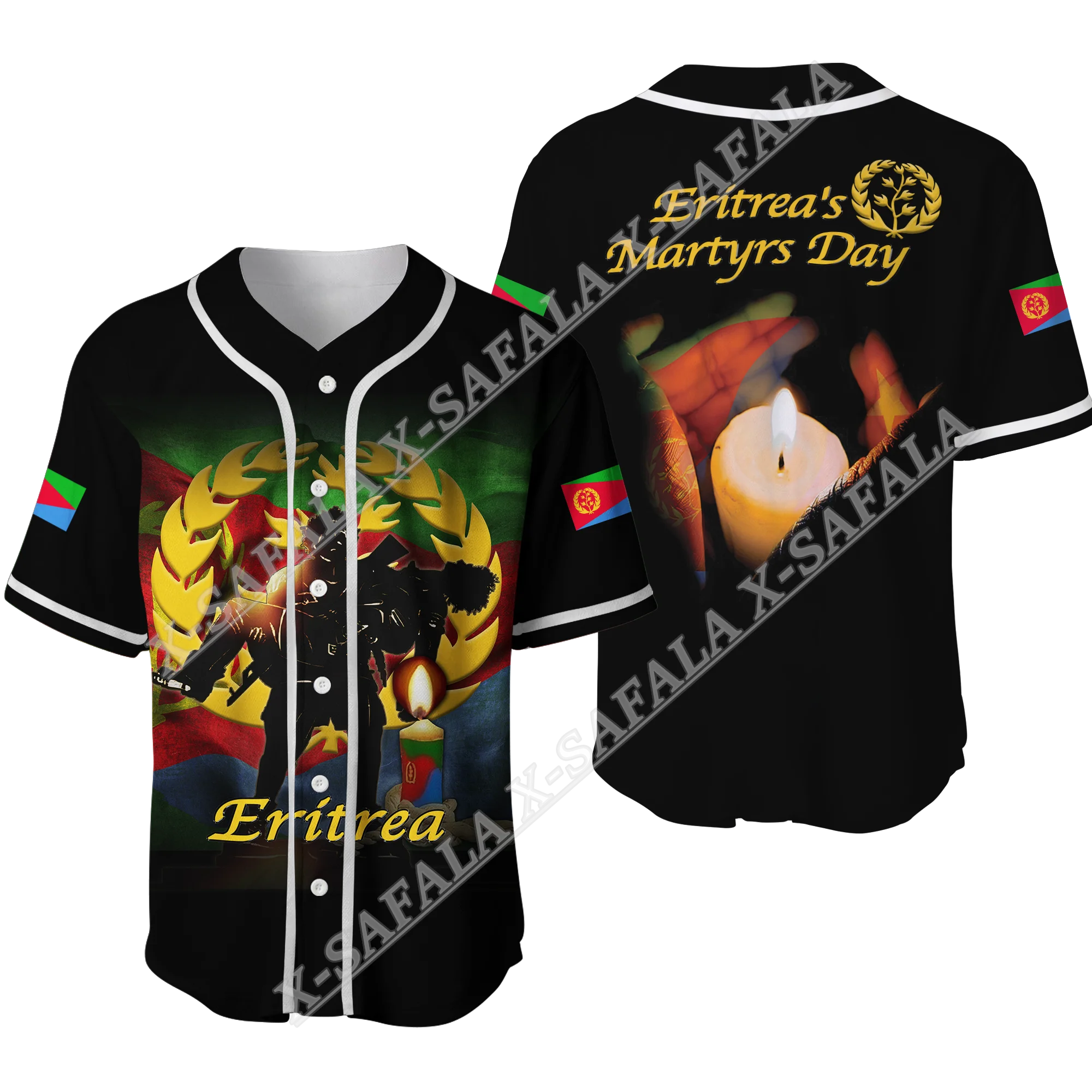 

Eritrean Martyrs Day Memory Custom Text 3D Print Mesh Fiber Baseball Jersey Shirt Tops Tee Mens Streetwear Short Sleeve Sport