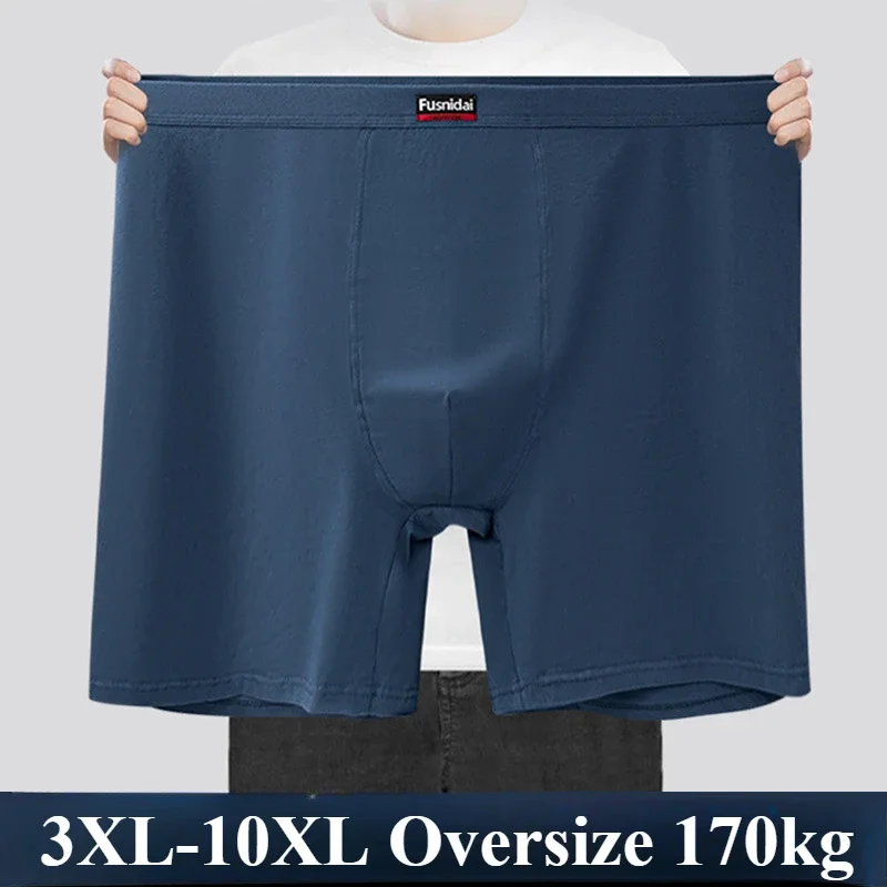 

170kg 10XL Oversized Pure Long Leg Boxers Solid High Waist Cotton Underwear Male Anti-wear Lengthened Sports Panties Moisture