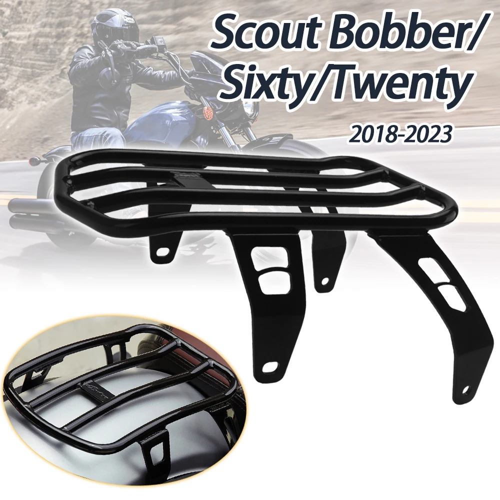 

For Indian Scout Bobber Sixty Twenty 2018-2023 Black Luggage Carrier Accessories Rear Seat Rack Motorcycle Cargo Support Shelf