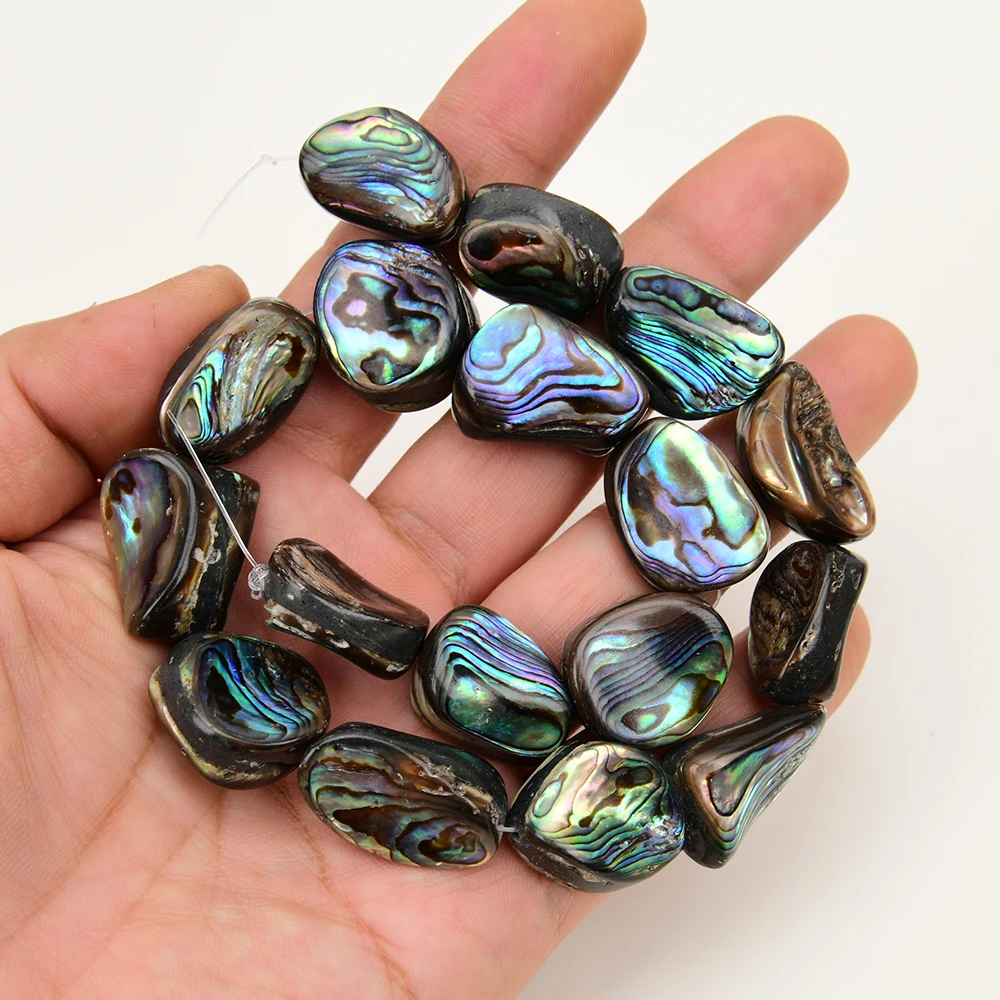APDGG Natural Mix Color Green Paua Abalone Shell Nugget Chunk Loose Beads 15.5'' Strand For Pearl Necklace Jewelry Making DIY