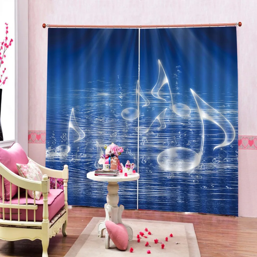 blue room curtains music Luxury 3D Window Curtains Living Room wedding bedroom Blackout curtain