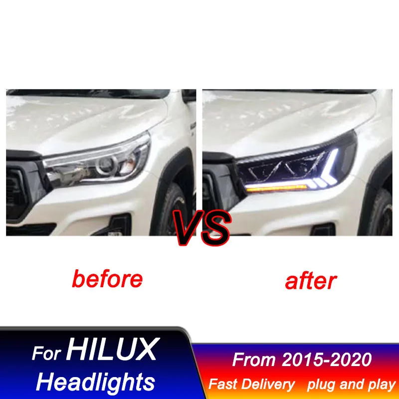 Fari per auto per Toyota HILUX REVO 2015-2020 Lexus style LED Head Lamp Upgrade DRL Dynamic Signal Lamp gruppo luce anteriore