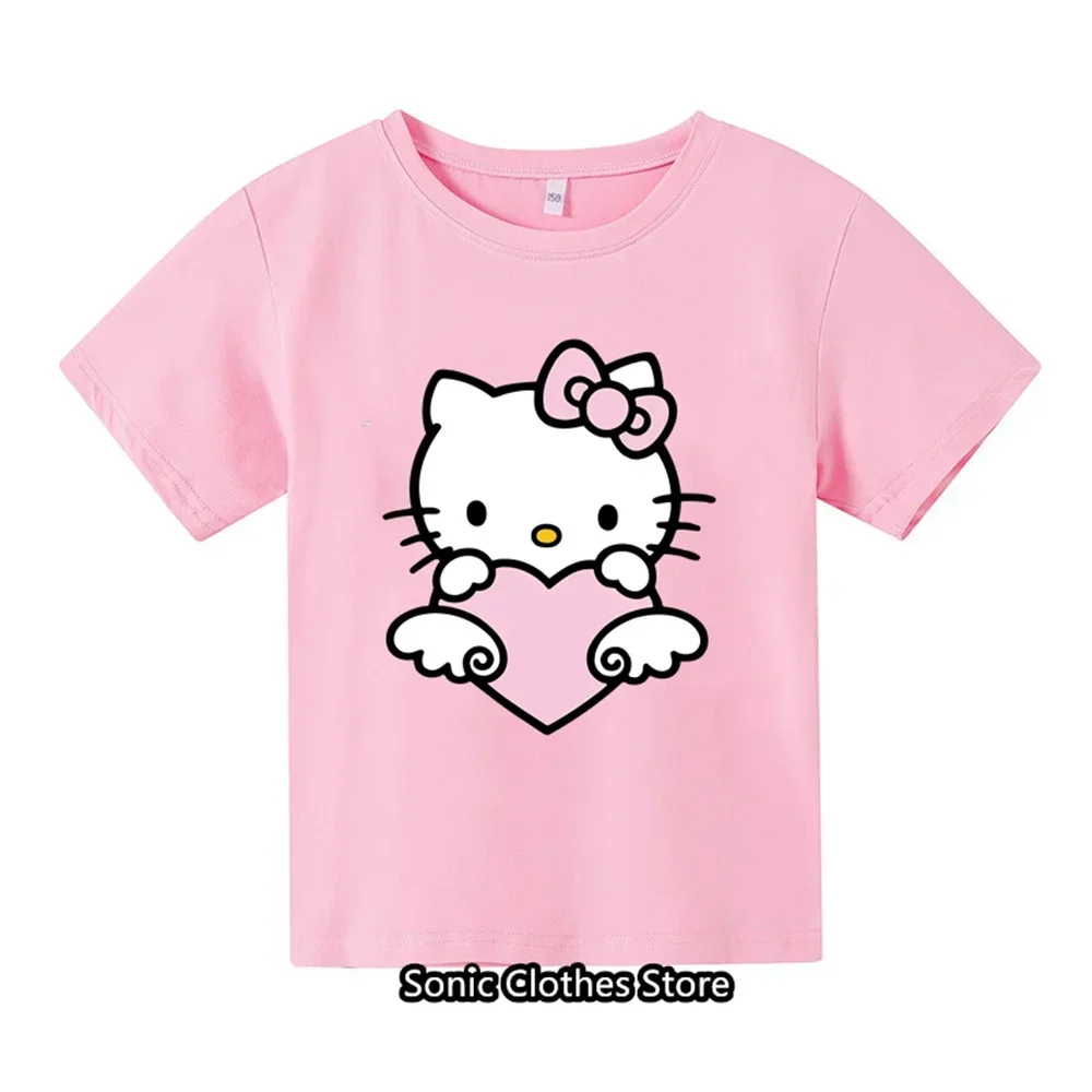 Hello Kitty Kawaii, 3-14 years old, children's fashionable girl clothing, summer boy clothing, children's T-shirt