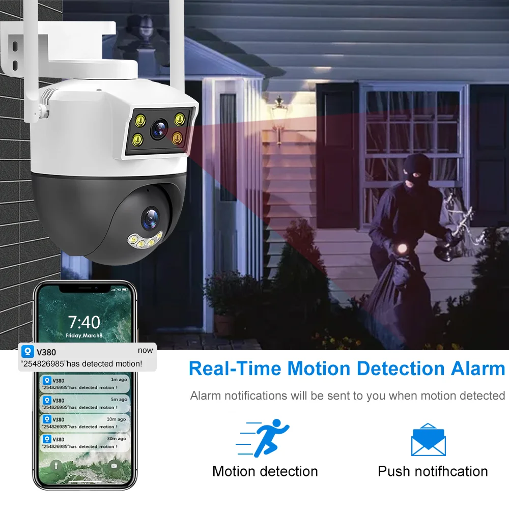 V380 Pro Security Dual Lens Camera Waterproof WIFI Smart Home Color Night Vision Wireless Outdoor IP Camera