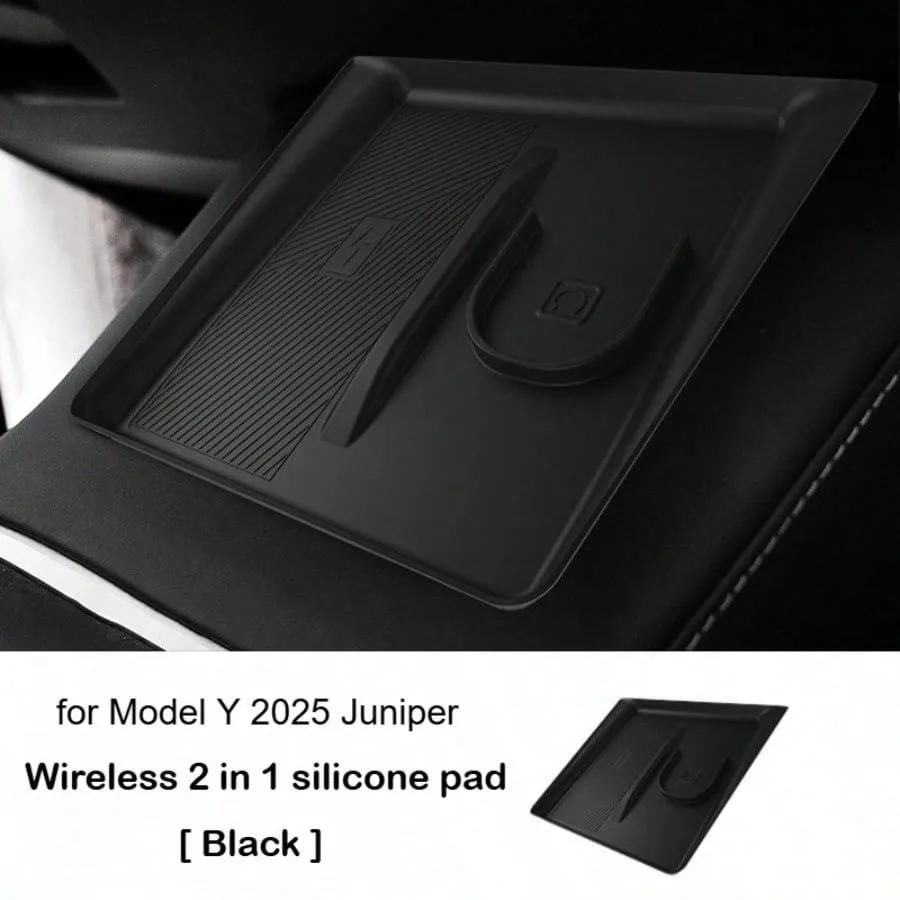 Wireless Charging Silicone Pad for Headphones Anti-Slip Center Console Mat New Version Car Interior Accessories for Tesla Model 3 Model Y view 3
