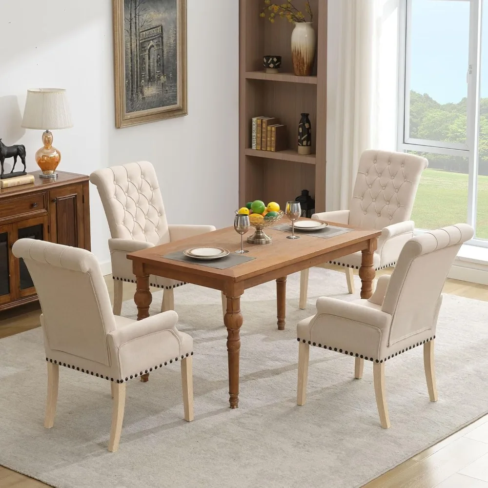 

Upholstered Fabric Accent Dining Chair – Elegant Tufted Arm Dining Chair for Dining Room, Kitchen & More