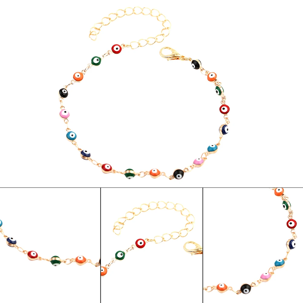

Colorful Anklet Eye Embellishment Adjustable Ankle Chain Beach Foot Pendant Creative Design Durable Long Lasting Attractive New