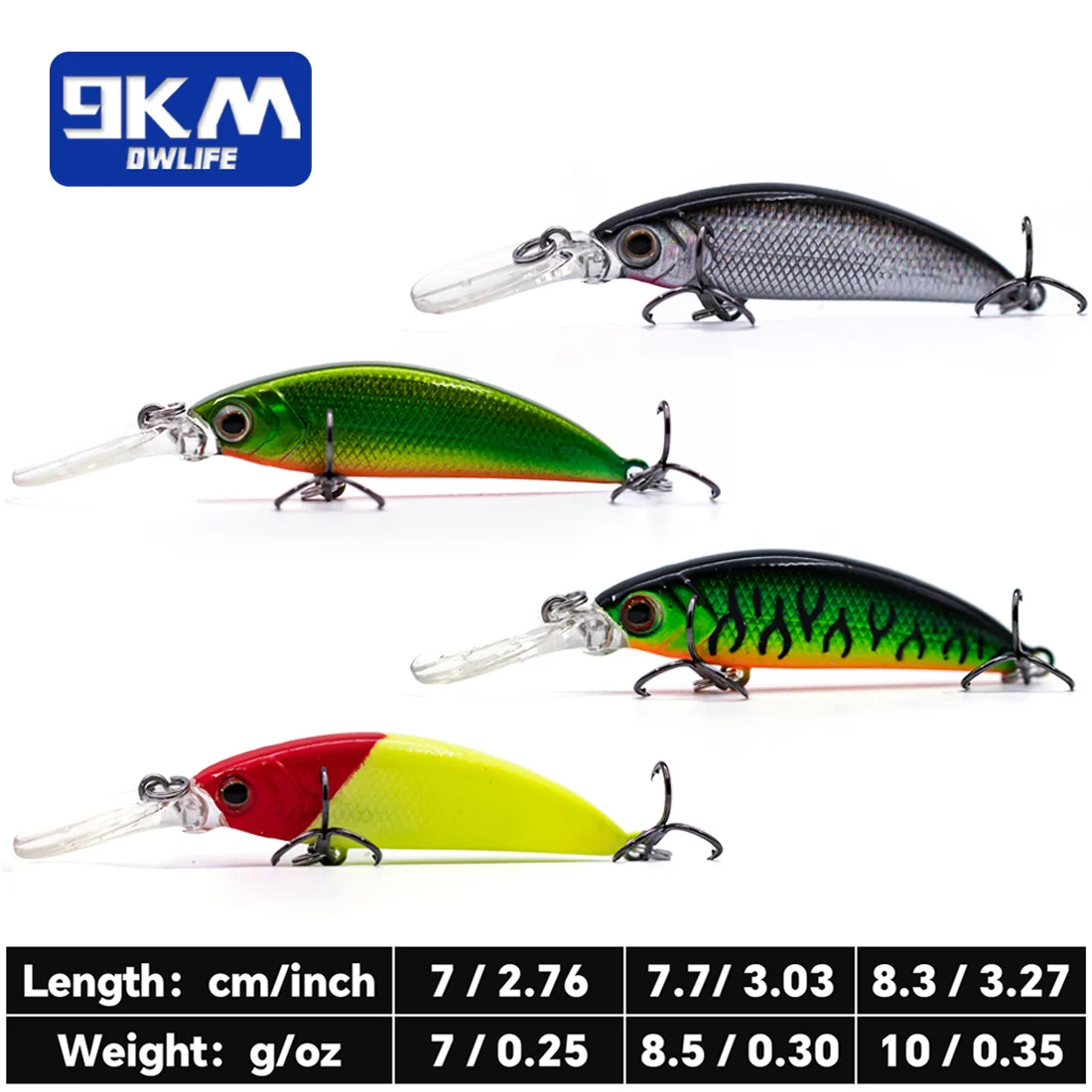 9KM Minnow Fishing Lures Deep Diving Crankbait Jerkbait Sinking Hard Lures Walleye Fishing Lures