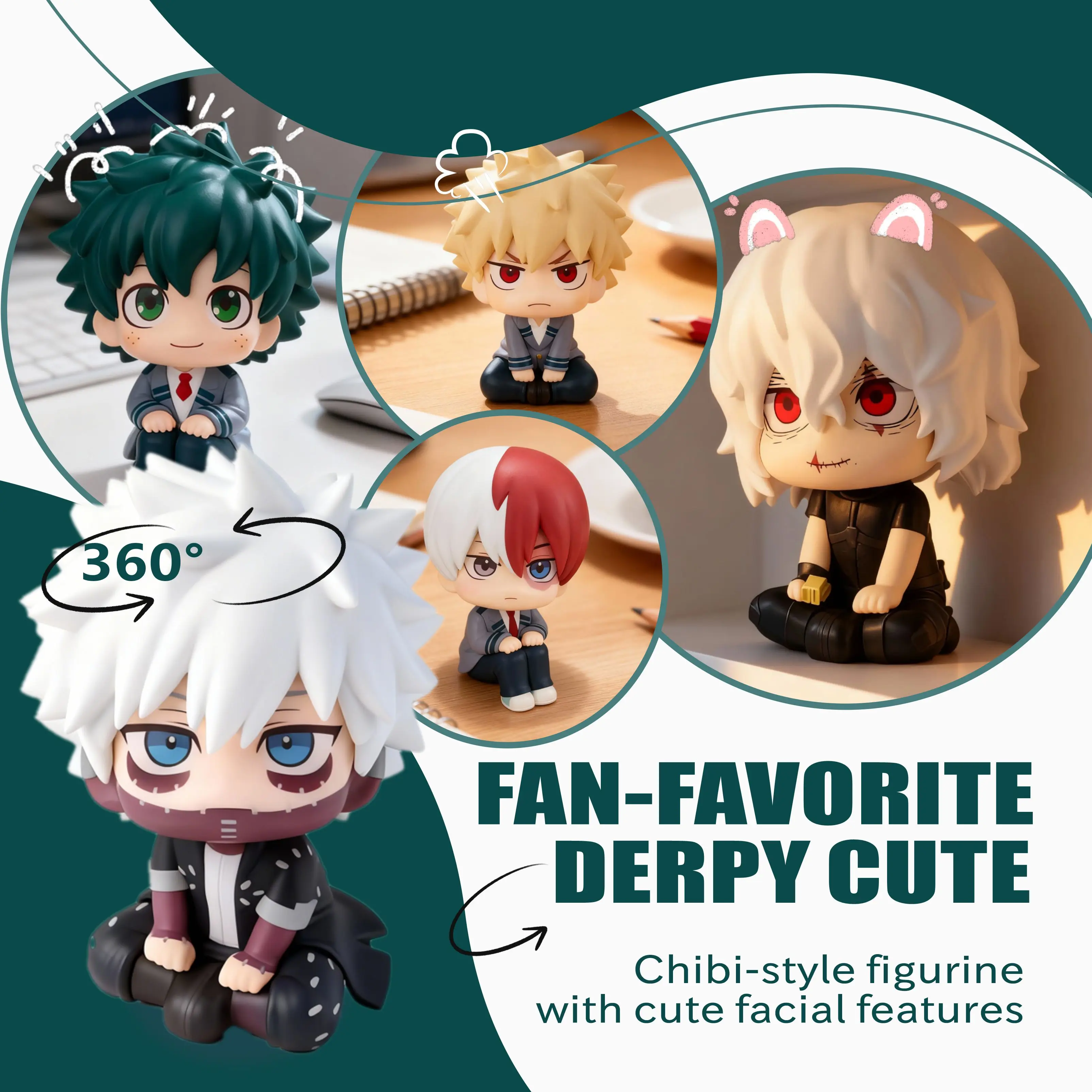 New My Hero Academia (MHA): Tomura Shigaraki / Izuku Midoriya / Katsuki Bakugo Cute Chibi PVC Figurine | Collectible Toy Model