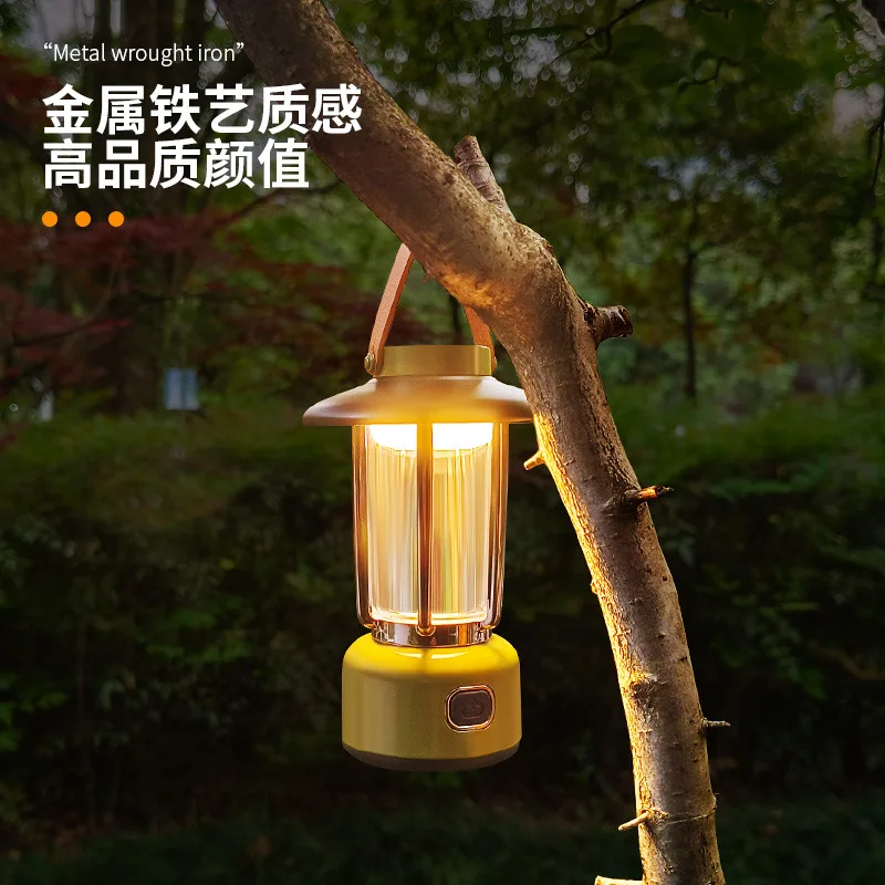 Rechargeable camping light, portable, three color light source, ambient lighting, outdoor portable, mini hanging camping light