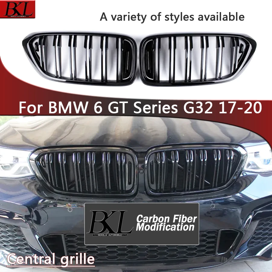 

For BMW 6 Series 6GT G32 640i 630i 2017-2020 Kidney Grille Glossy Black ABS M Style Color Plastic Front Bumper Auto Decor Grill