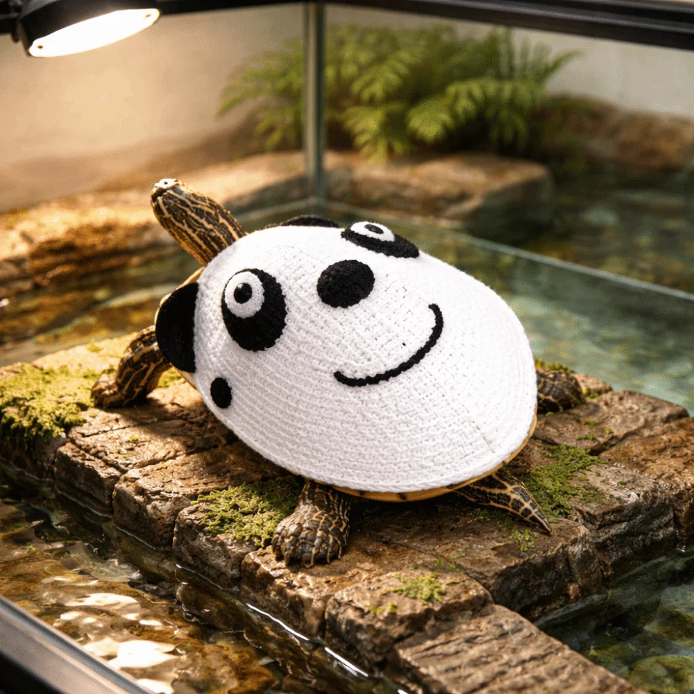 

Warm Turtle Sweater Cartoon Adjustable Knitted Pet Clothes Decorative Panda Shape Turtle Cosplay Costume for Hamster Turtles