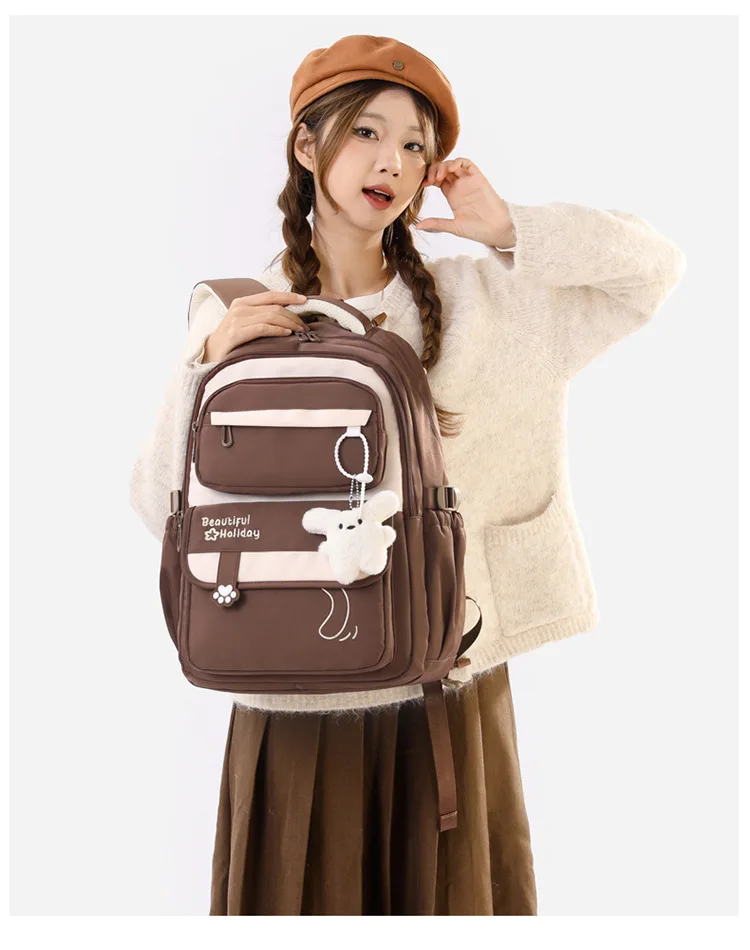 Middle School Backpack for Girls Large Capacity Bookbag Lightweight Fashion Student Backpack Simple Modern School Bags for Teens