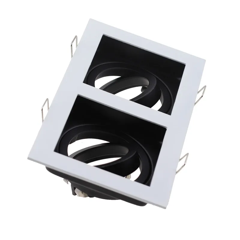 Double Head  Aluminum Alloy White Inner Black Recessed Spotlights Housing for Gu10/gu5.3/mr16 Module Led or Halogen Bulbs