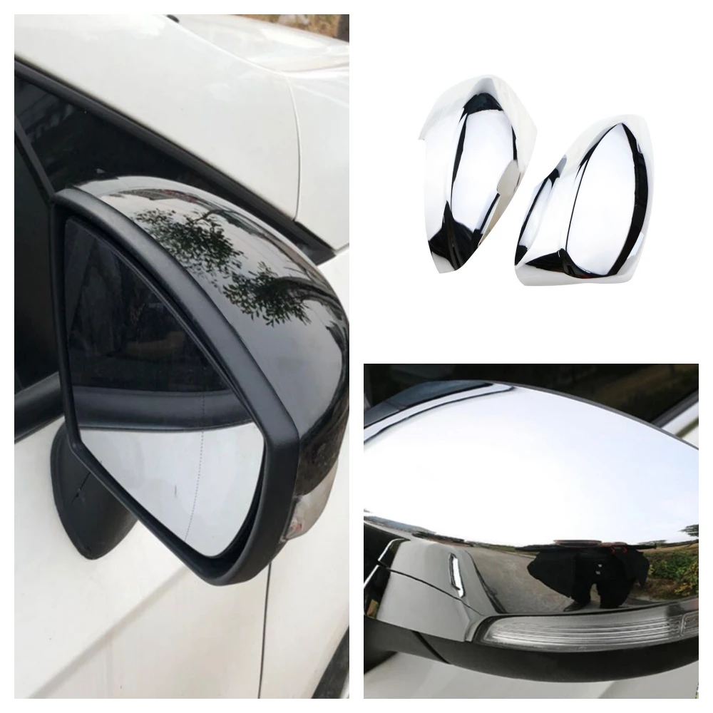 Sticker For Ford Ecosport 2013 - 2018 Car Rear View Mirror Protection Cover Rearview Decoration Glossy Silver Accessories