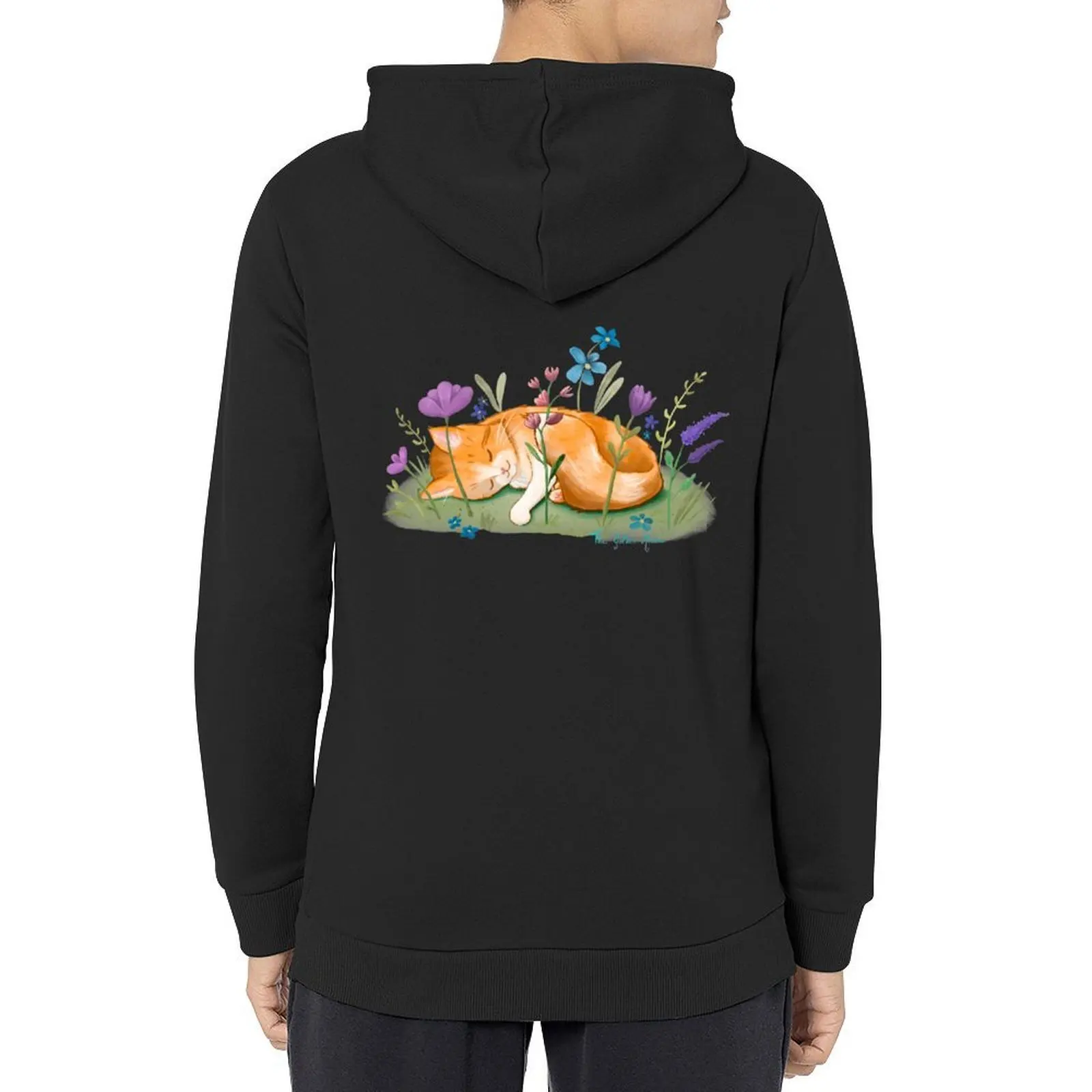 

Ginger Cat sleeping in the meadow Hoodie autumn male clothes men's autumn clothes mens clothing autumn hoodie
