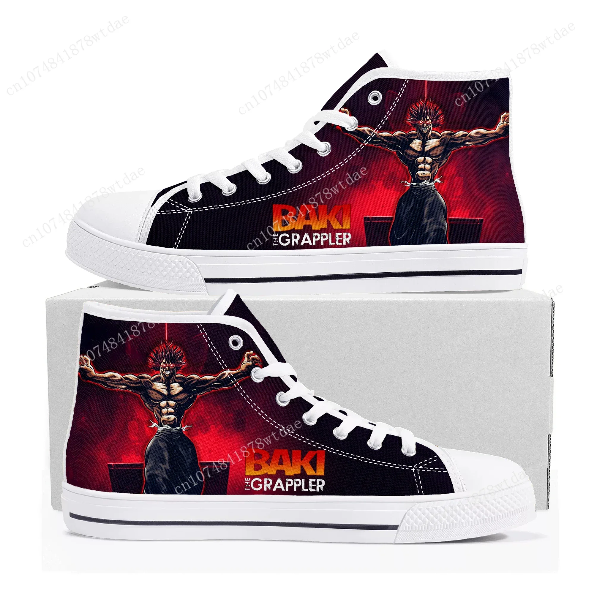 Baki The Grappler Hanma Baki High Top Sneakers Mens Womens Teenager High Quality Canvas Sneaker Manga Couple Customized Shoes