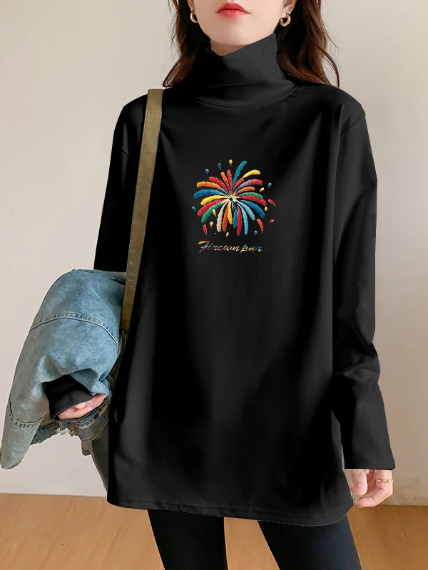 ياقة عالية الحرارية irt المرأة الجديدة Sle الخريف الشتاء Thiened المخملية فضفاضة الداخلية الدافئة كبيرة الحجم الدهون شقيقة منتصف طول #3