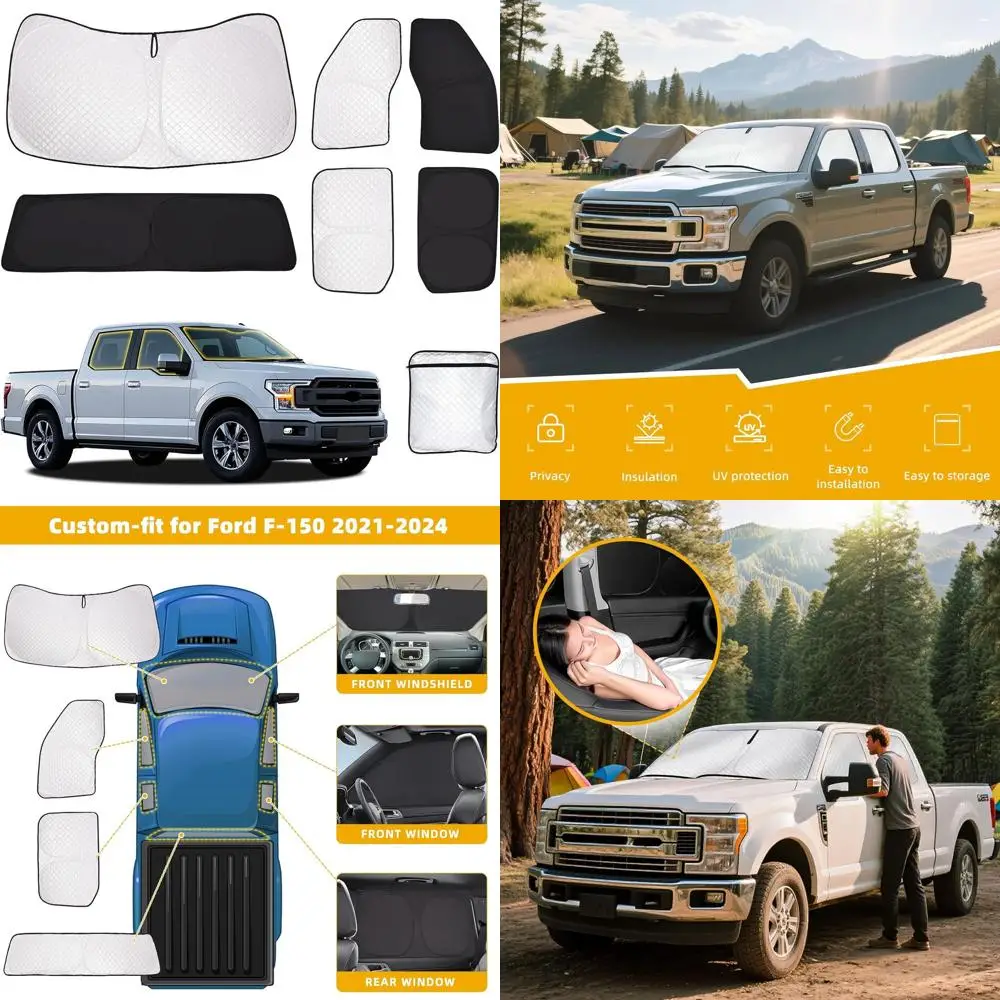 

Custom Front and Rear Side Window Sun Shades for 2021-2024 Models - 100% UV Protection, Heat Blocking, Privacy for Camping, Napp