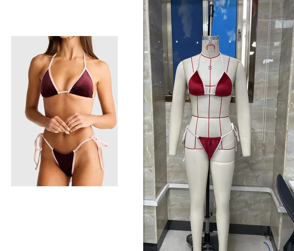 

Новый женский летний комплект бикини 2026: модный сексуальный купальник из 2 предметов с контрастным цветом, лифом-халтером и стрингами с завязками по бокам