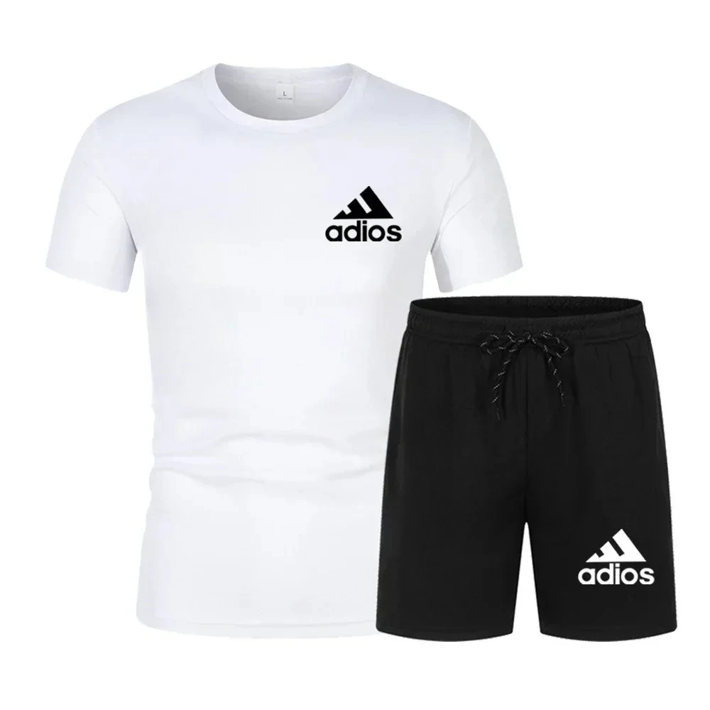 Conjunto de moda de verano de alta calidad, conjunto de manga corta para hombre, pantalones cortos informales a la moda, conjunto deportivo, camiseta y pantalones cortos para hombre, conjunto de dos piezas