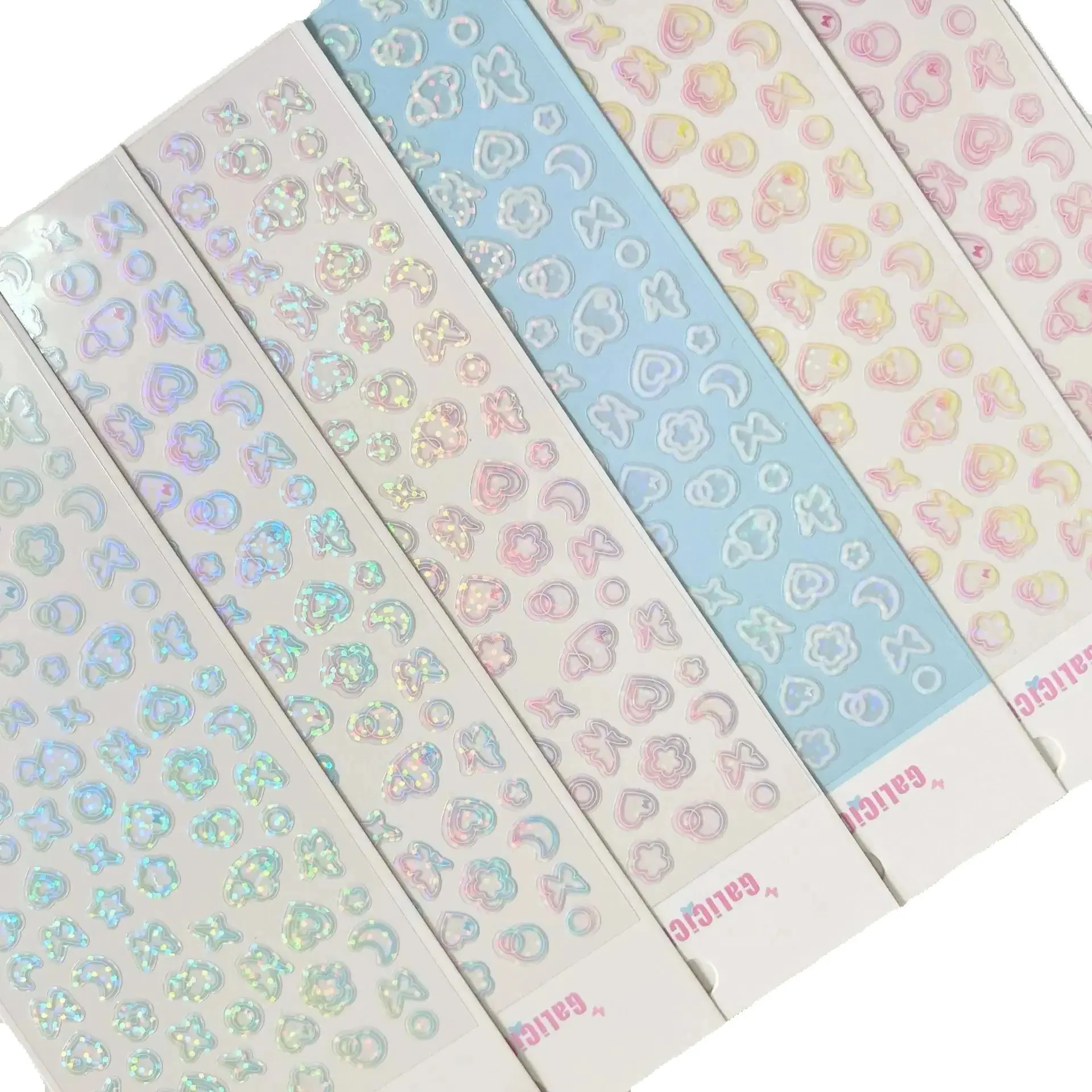Korea Ins Kawaii Love Ribbon Laser Sticker DIY Scrapbooking Idol Card Photo Album Craft Photo Deco Stationery Decoration Sticker