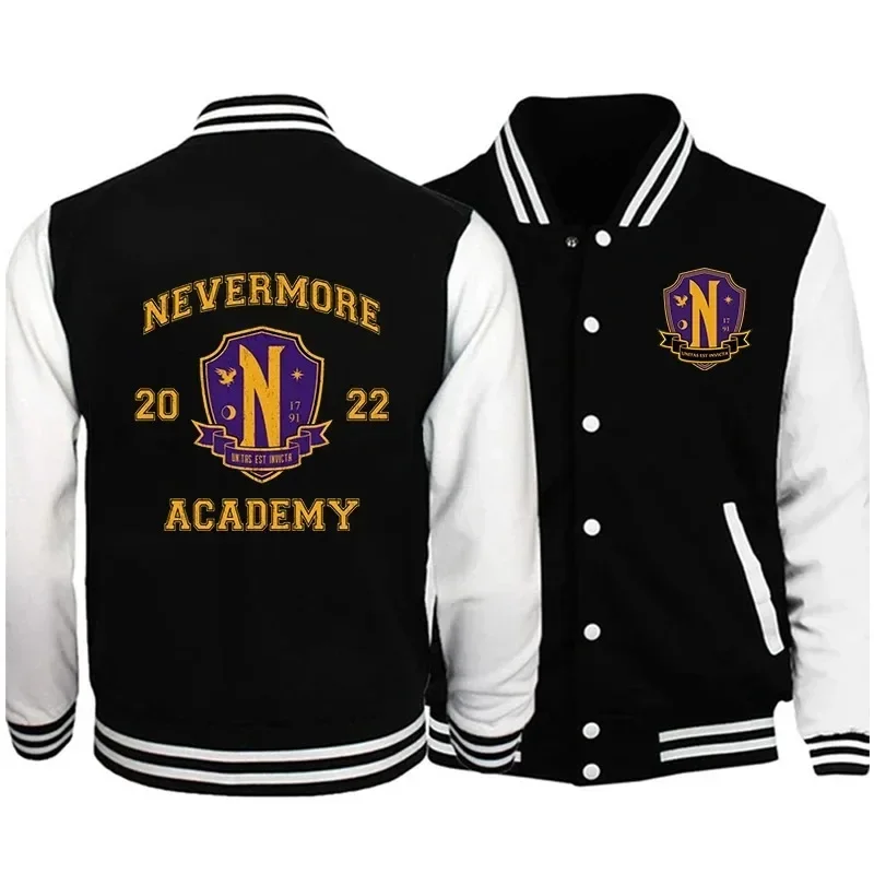 Wednesday Addams baseball jacket women men bomber jacket outerwear streetwear hip hop college baseball uniform couple loose top