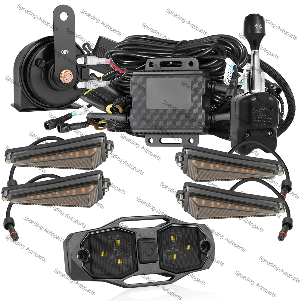 

For Polaris Ranger RZR Universal UTV Turn Signal Street Legal Kit Horn Column Lever Switch Triangular w/Dome Light Rollbar Mount
