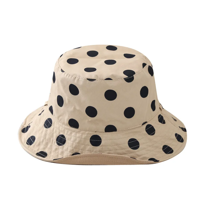 Reversible Dots Fisherman Cap Women Outdoor Casual Sun Hat Man Spring Summer Soft Cotton Hats