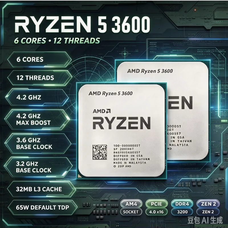 AMD Ryzen 5 3600 Desktop Processor 6 Cores 12 Threads 3.6GHz Socket AM4 100% New Original R5 3600 Computer CPU