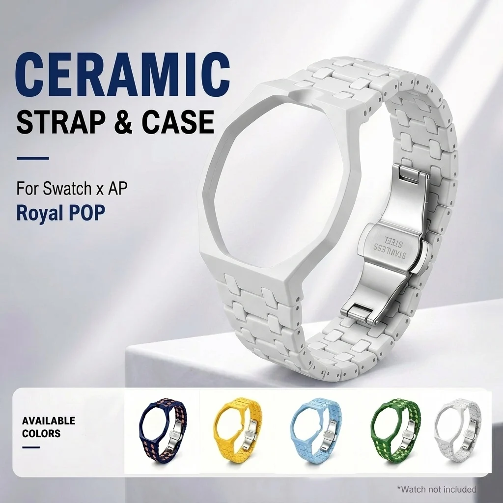 Lightweight Modification Changer To Watch Strap Bioceramic Upgrade POP Watch Case Strap Kit Strap for Swatch X AP Royal Pocket