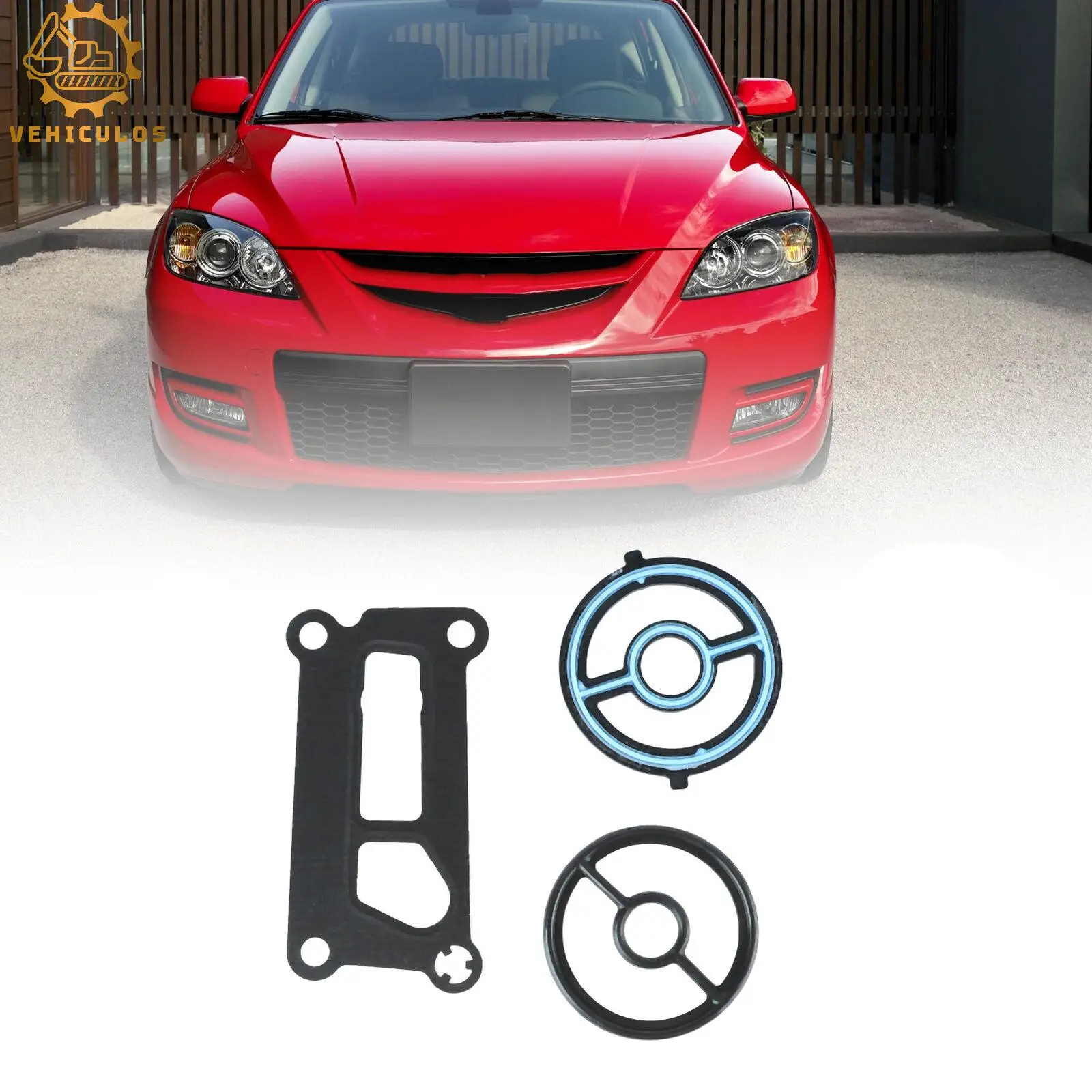 3PCS Engine Oil Cooler Seal Gasket Set LF02 14 700 LF02 14 342 For MAZDA 3 5 6 CX‑7  Car Replacement Accessories Motor Vehicle