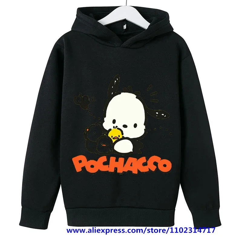 Pochacco Hoodie Kids Clothes Girls Clothing Boys Long Sleeve Kawaii Sweatshirts Spring Autumn Sanrio Sweater Cartoon Casual