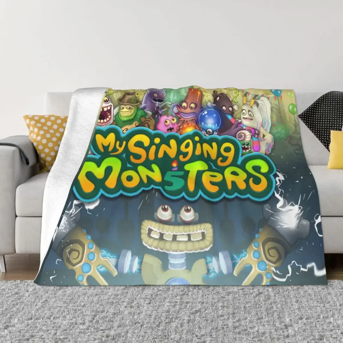 

My Singing Monsters Flannel Blankets Kawaii Cartoon Funny Throw Blanket for Home 150*125cm Bedspread