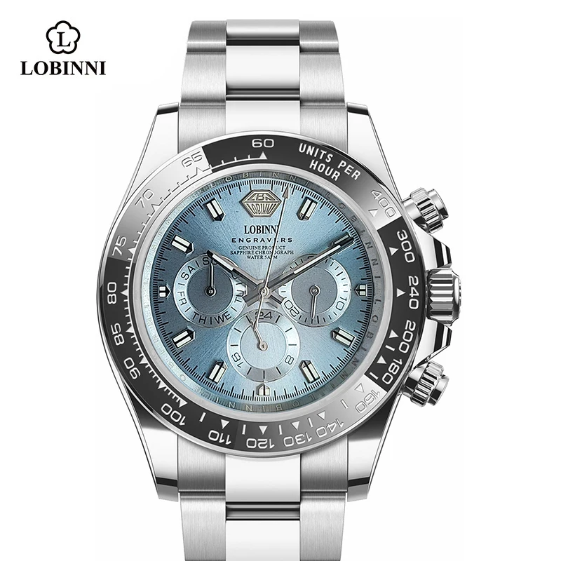 LOBINNI Business Automatic Watch For Men Functional Calendar Stainless Steel Case Mechanical Watch