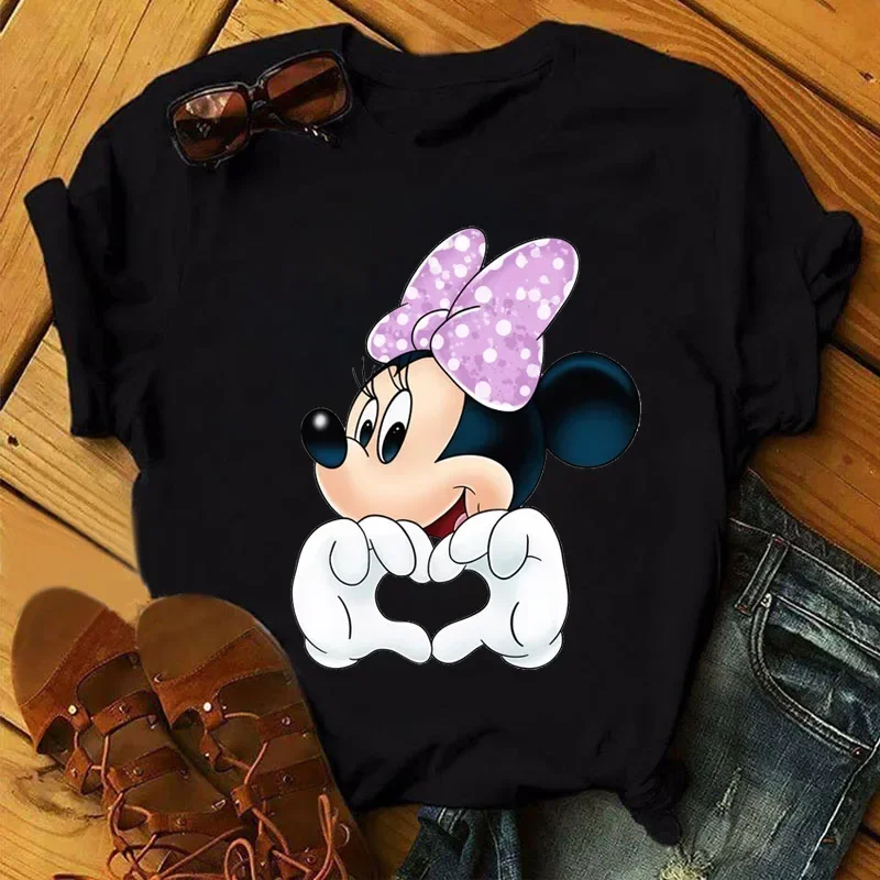 Cartoon Cute Graphic Women T-shirt Fashion Women Casual O-Neck Clothes New Mickey Mouse Printed Tee Shirt Kawaii Tees Tops